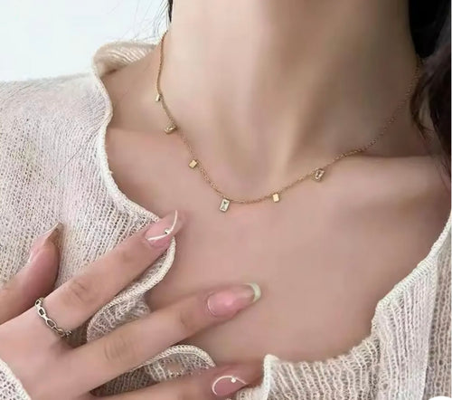 Delicate Gold Geometric Charm Necklace