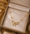 Minimalist Gold Bow Necklace for Women