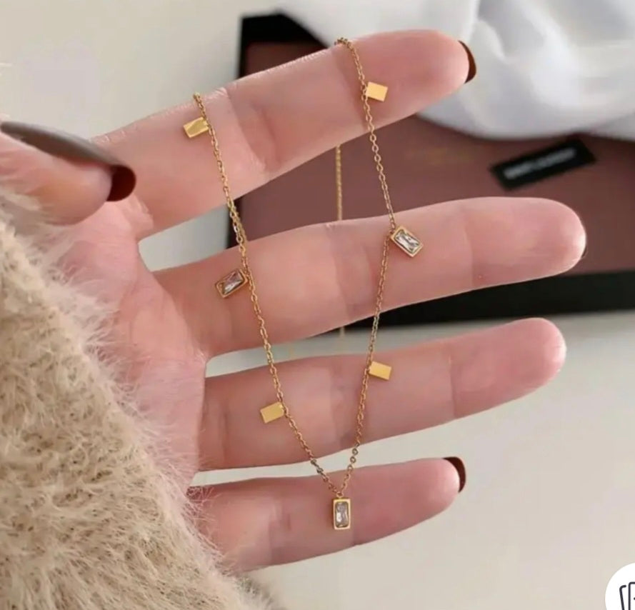 Delicate Gold Geometric Charm Necklace
