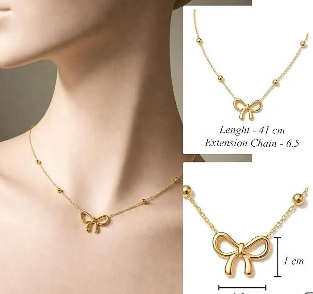 Minimalist Gold Bow Necklace for Women