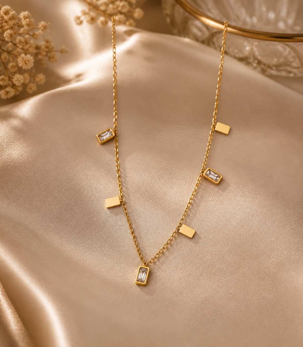 Delicate Gold Geometric Charm Necklace