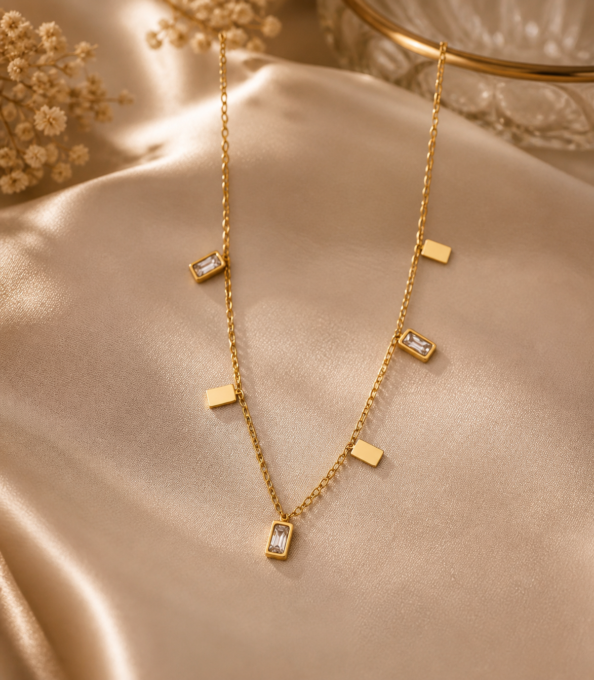 Delicate Gold Geometric Charm Necklace
